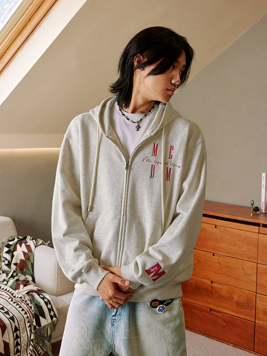MEDM Basic Logo Embroidery Zip Up Hoodie | Face 3 Face