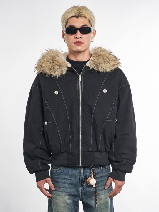 F3F Select Faux Fur Hooded Work Jacket | Face 3 Face