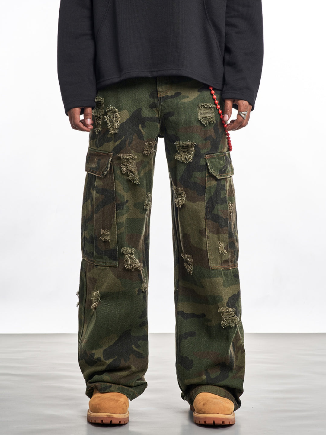 F3F Select Distressed Camouflage Cargo Jeans | Face 3 Face