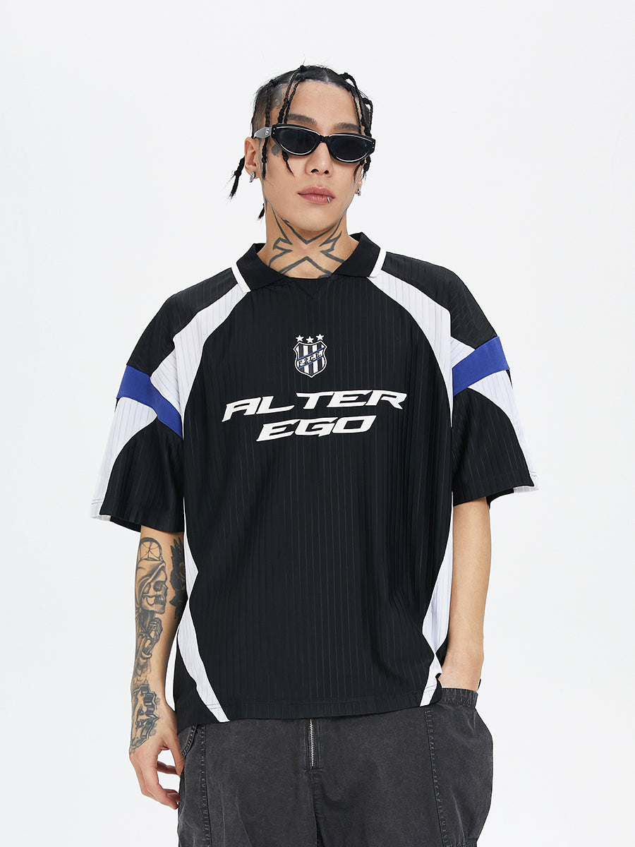 F2CE Splicing Collision Color Uniform Polo Shirt
