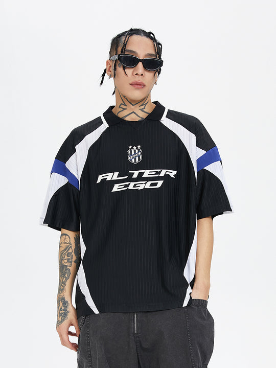 F2CE Splicing Collision Color Uniform Polo Shirt