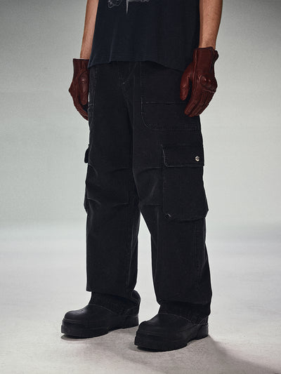 DICETINY Double Pleated Washed Baggy Cargo Pants | Face 3 Face