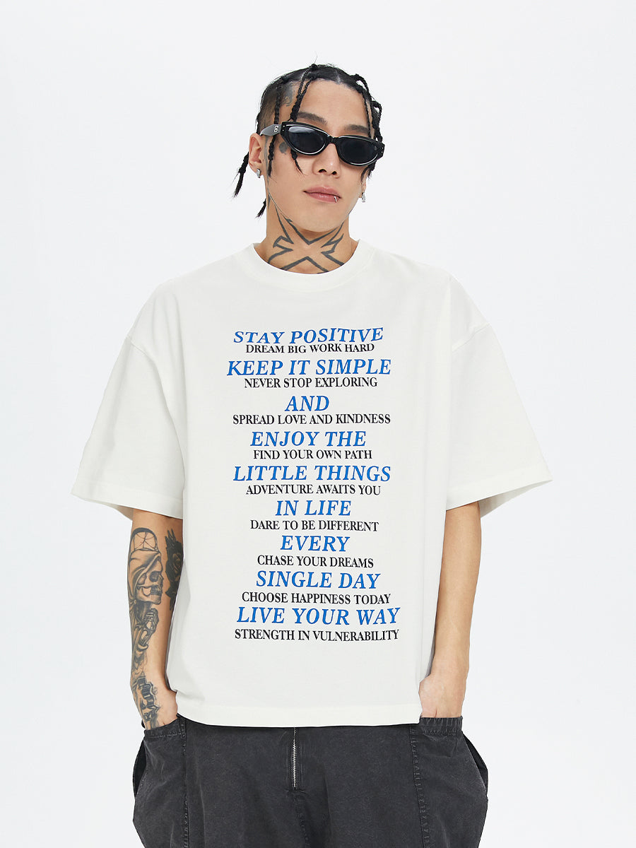 F2CE Blue Slogan Letter Print Tee