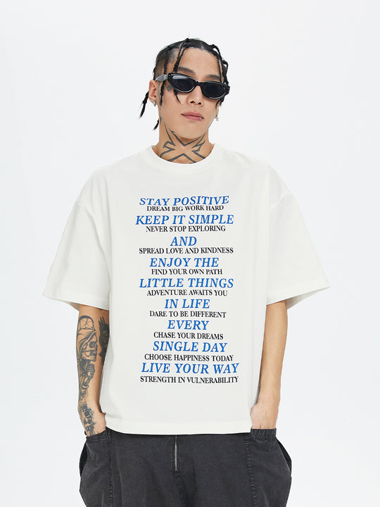F2CE Blue Slogan Letter Print Tee