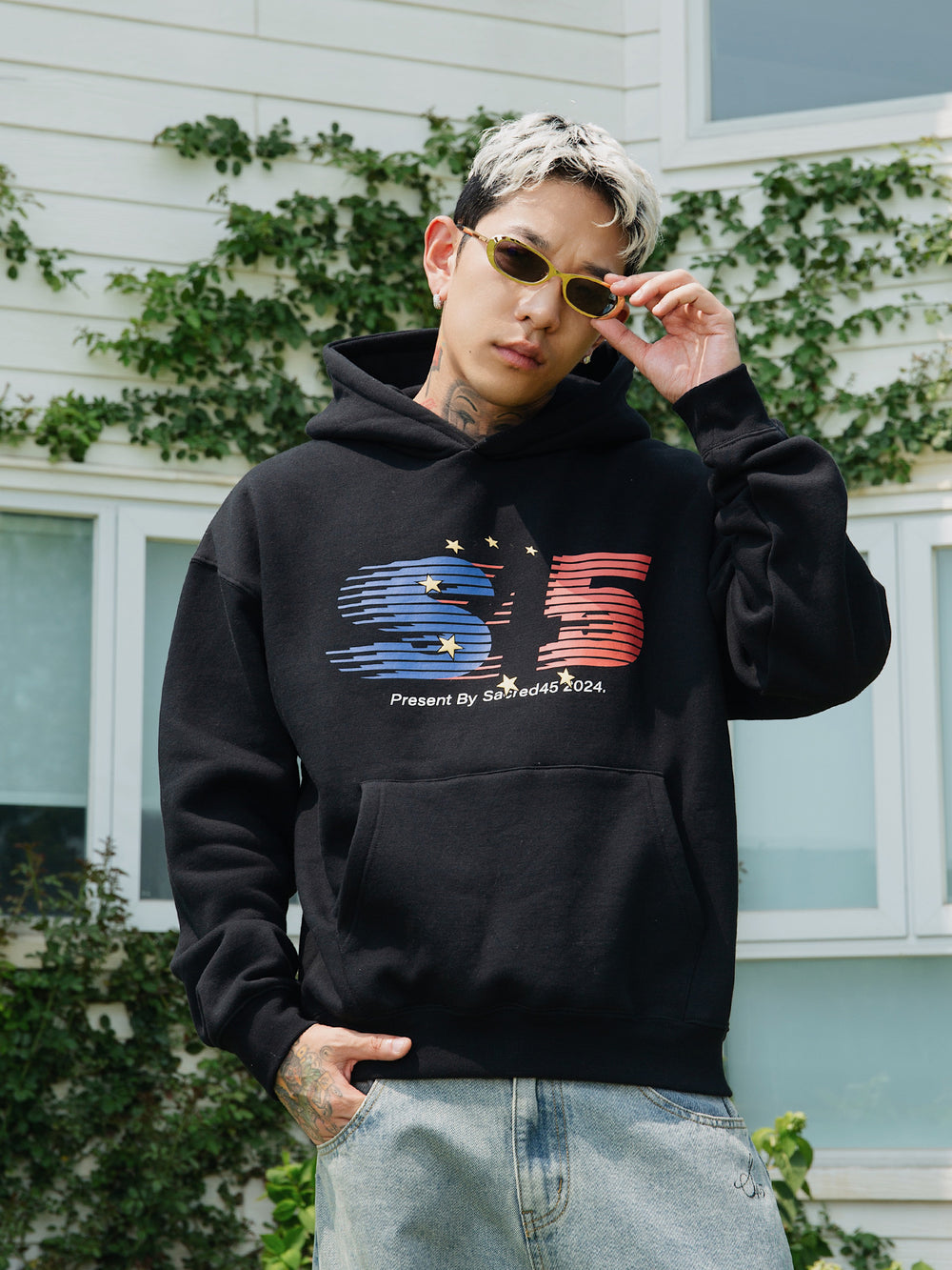 S45 Stripe Star Logo Hoodie | Face 3 Face