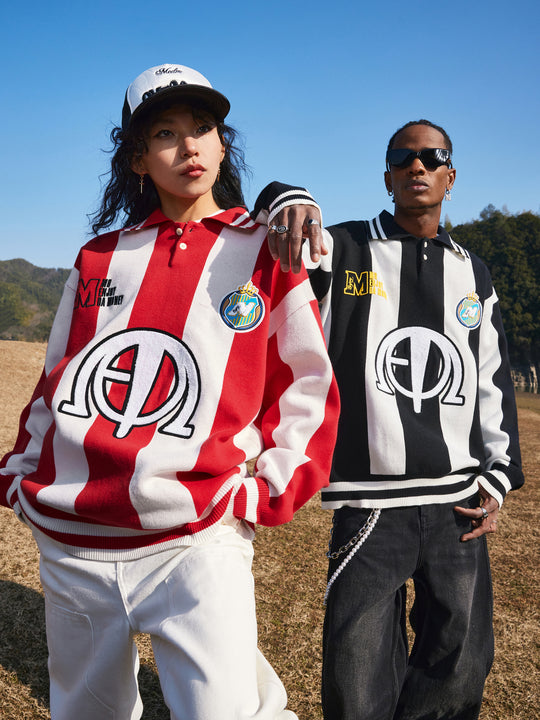 MEDM Polo Collar Embroidered Knit Sweater