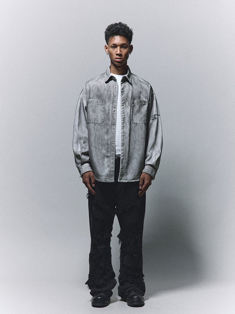 ANTIDOTE Gradient Washed Dye Long Sleeve Denim Shirt | Face 3 Face