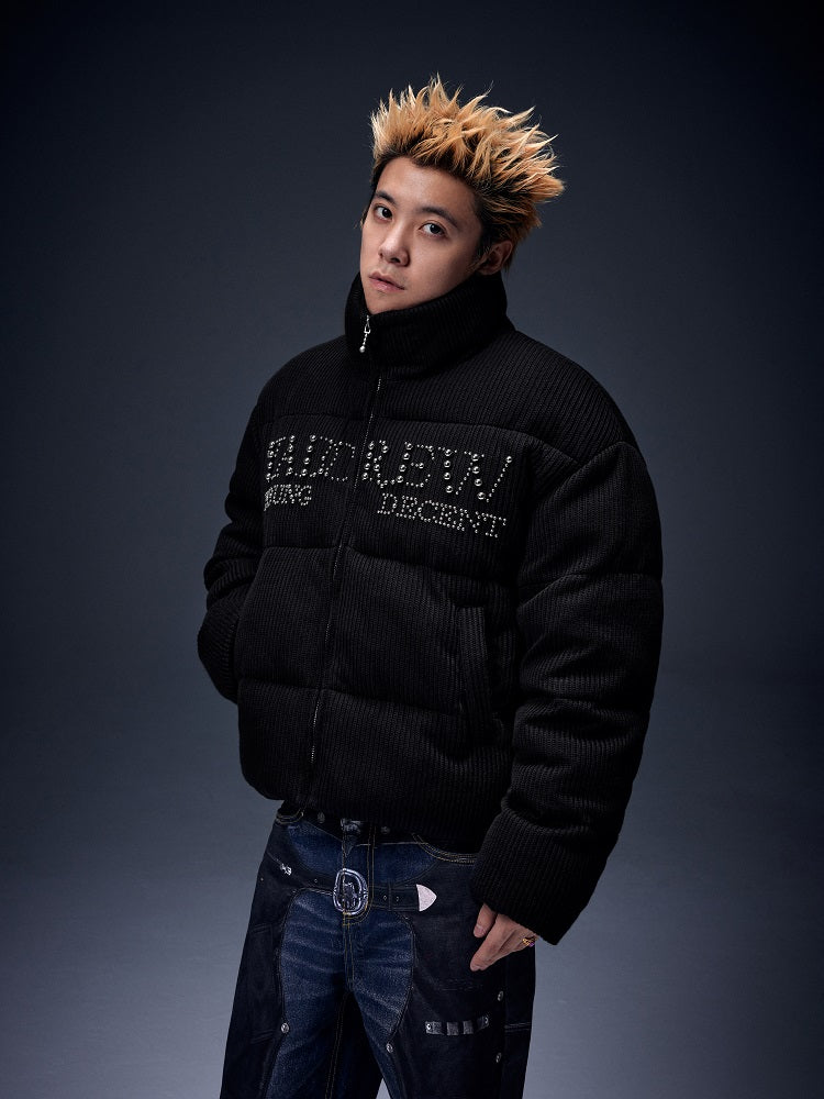 YADcrew Metal Pearl Knit Puffer Jacket | Face 3 Face