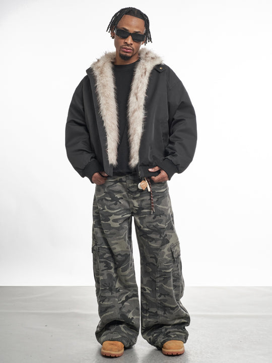 F3F Select Faux Fur Lining Bomber Jacket | Face 3 Face