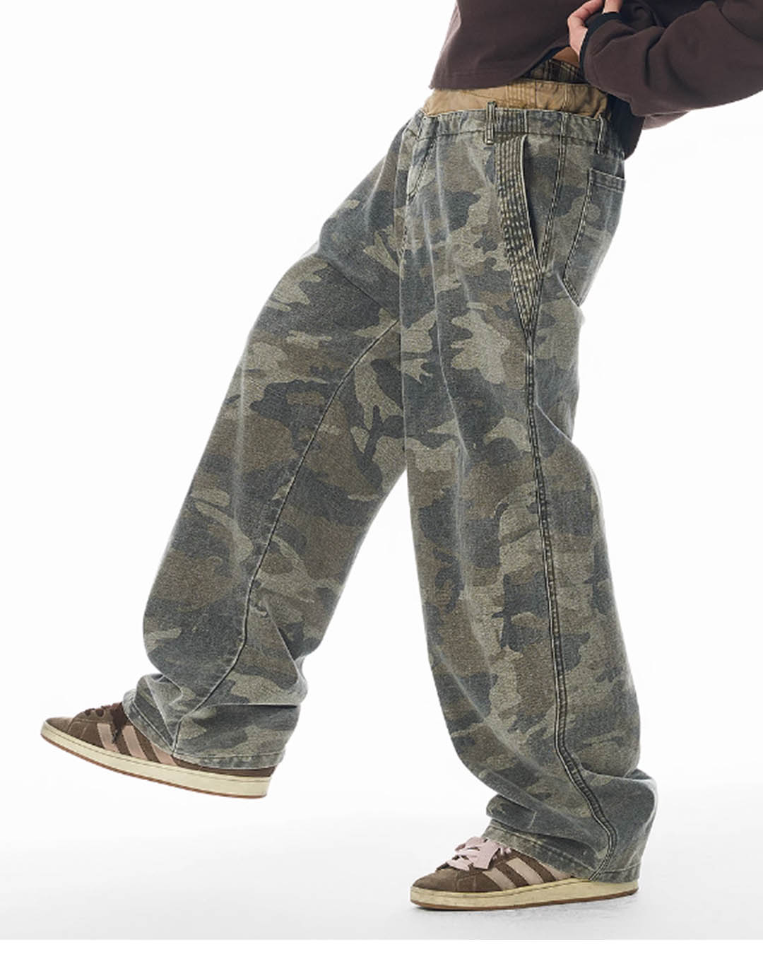 JHYQ 3D Pseudo Double Waist Camouflage Baggy Work Pants | Face 3 Face