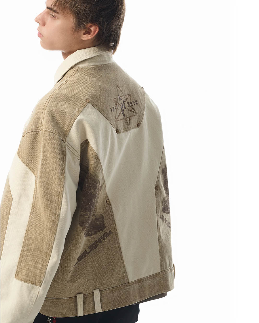 JHYQ Contrast Color Stitching Printed Canvas Work Jacket | Face 3 Face