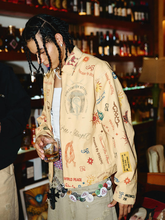 STEEPC Multi Full Print Vintage Work Jacket | Face 3 Face