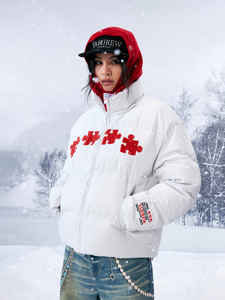 YADcrew 3D Embroidered Puzzle Spiderweb Down Jacket | Face 3 Face