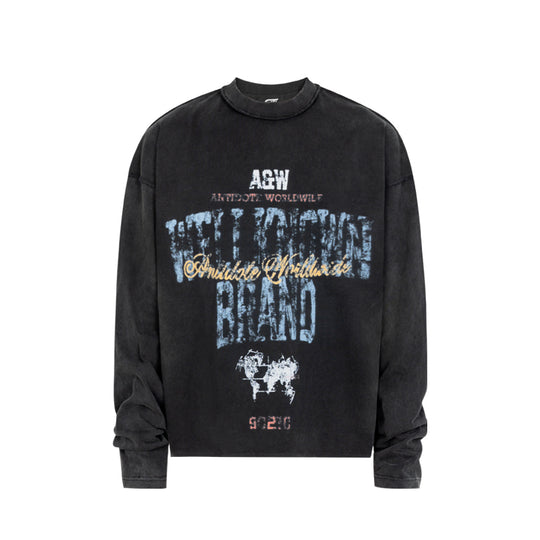 ANTIDOTE Printed Reverse Stitching Washed Long Sleeve Tee | Face 3 Face