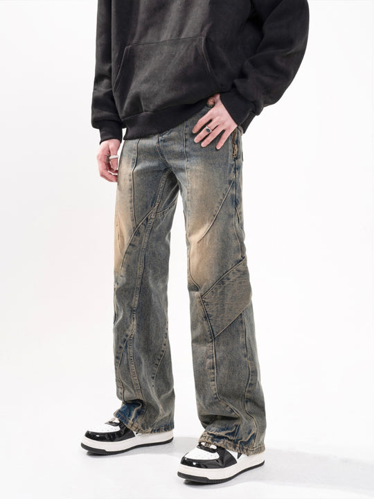 F3F Select Live Piece Splicing Mud Dyed Blue Jeans
