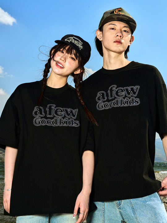 AFGK Ring Dotted Line Embroidery Tee