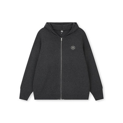 DICETINY Metal Logo Zip Up Knit Hoodie | Face 3 Face