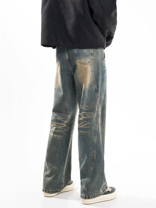 F3F Select Washed Ripple Wide Legged Jeans