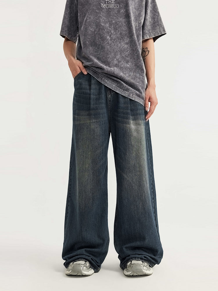 F3F Select Washed Wide Leg Tuck Jeans