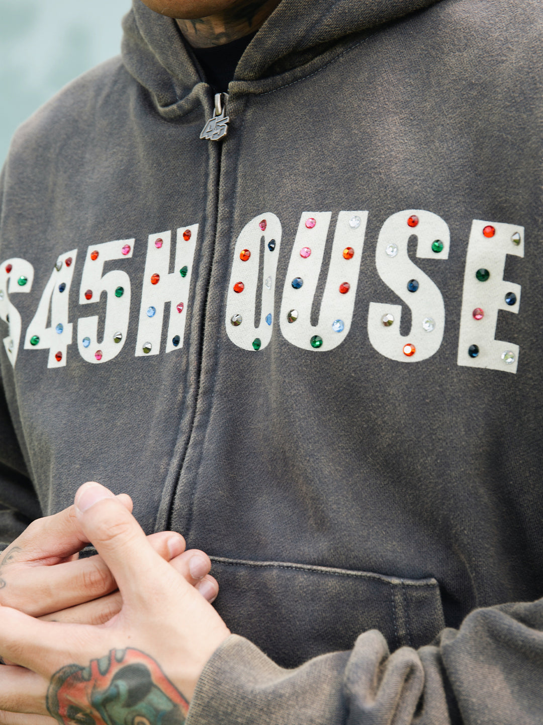 S45 Gemstone Logo Washed Zip Up Hoodie | Face 3 Face