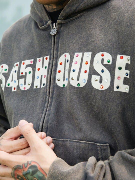 S45 Gemstone Logo Washed Zip Up Hoodie | Face 3 Face