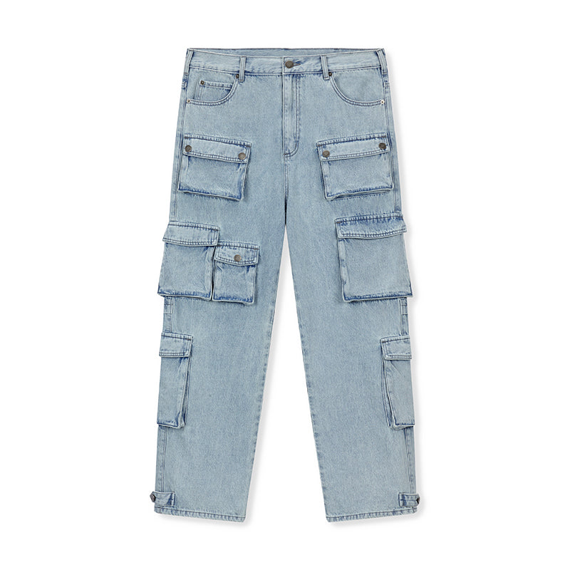 DICETINY Multi Pocket Washed Cargo Jeans | Face 3 Face