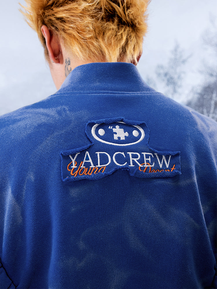 YADcrew Heavy Washed Distressed Sprayed Bomber Jacket | Face 3 Face