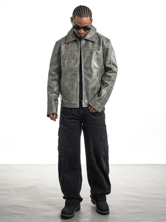 F3F Select Washed Leather Motorcycle Jacket | Face 3 Face