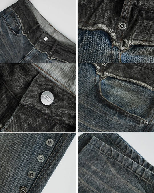 ANTIDOTE Dirty Blue Destroyed Studded Bootcut Jeans | Face 3 Face