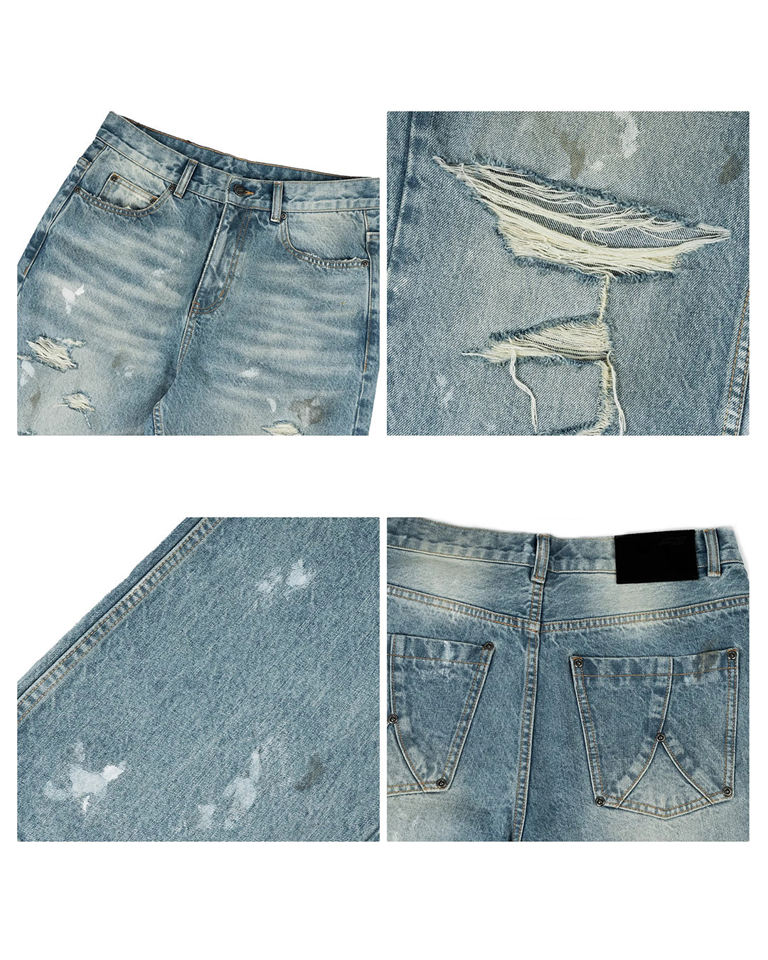 ANTIDOTE Washed Ripped Holes Light Blue Flared Jeans | Face 3 Face