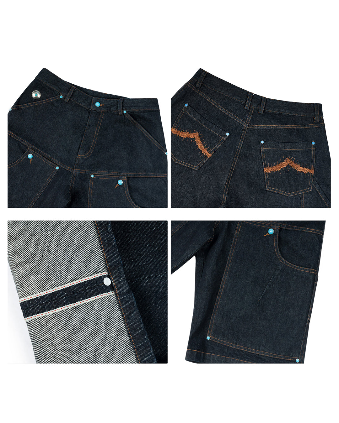 ANTIDOTE Blue Stone Studded Denim Shorts | Face 3 Face