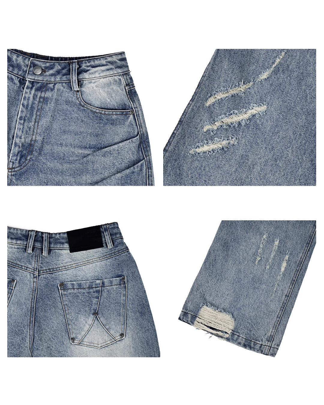 ANTIDOTE Destruction Scratches Washed Ice Blue Jeans | Face 3 Face