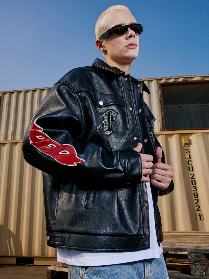 AFGK Rhinestone All Leather Jacket