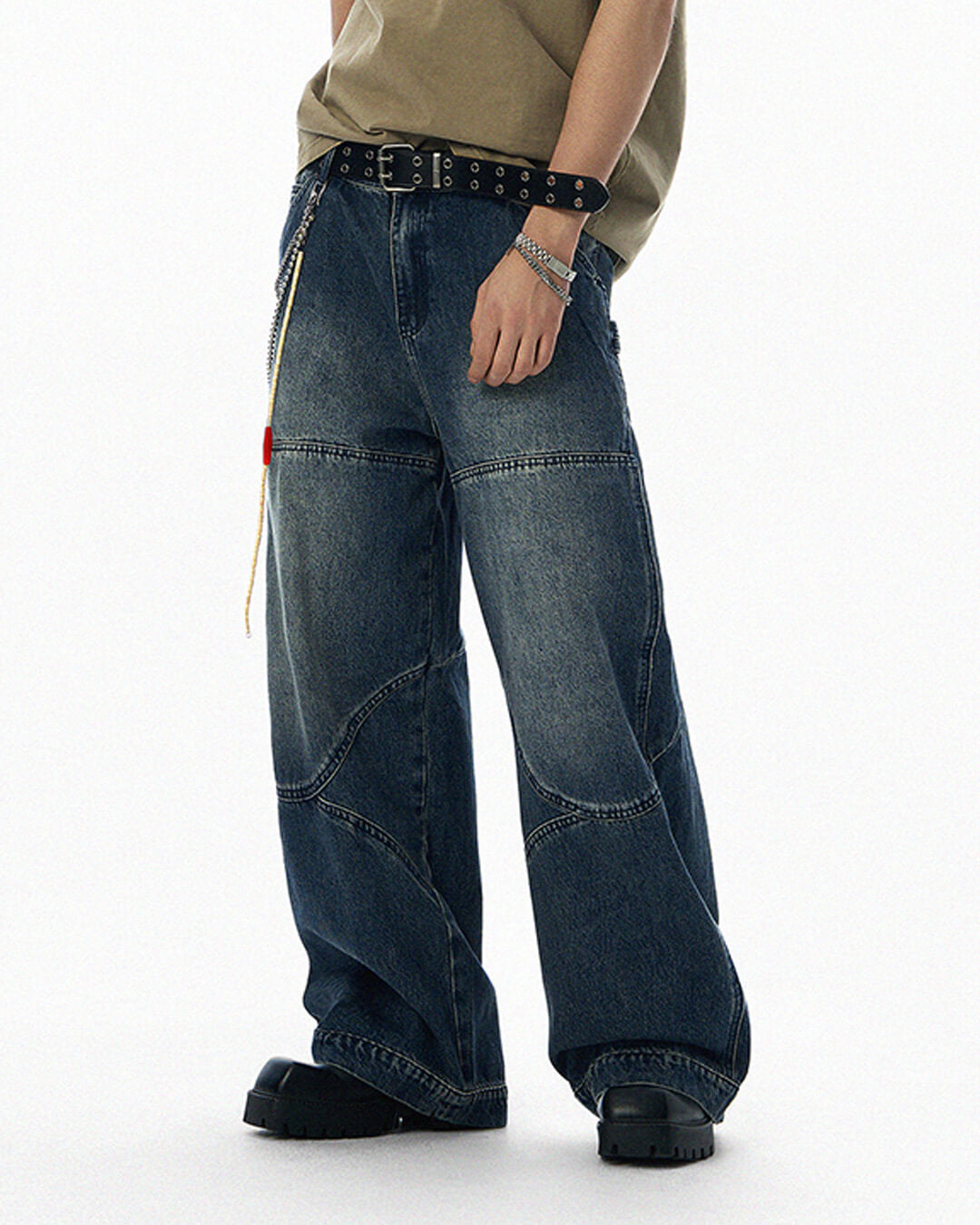 JHYQ 3D Structured Washed Baggy Painter Jeans | Face 3 Face