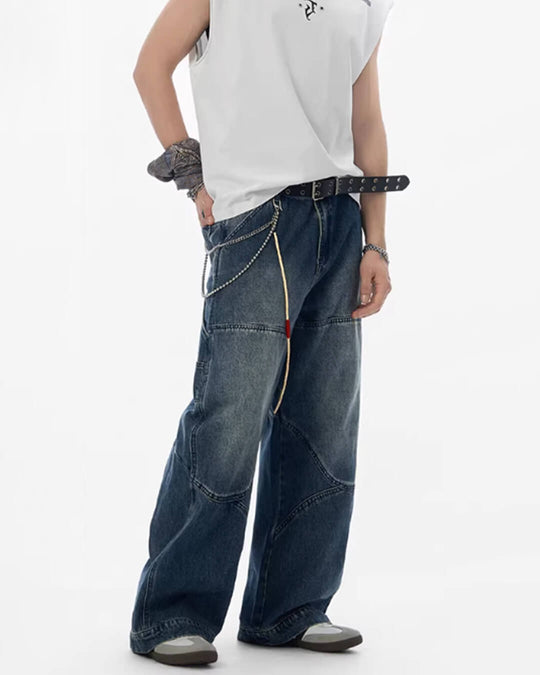 JHYQ 3D Structured Washed Baggy Painter Jeans | Face 3 Face