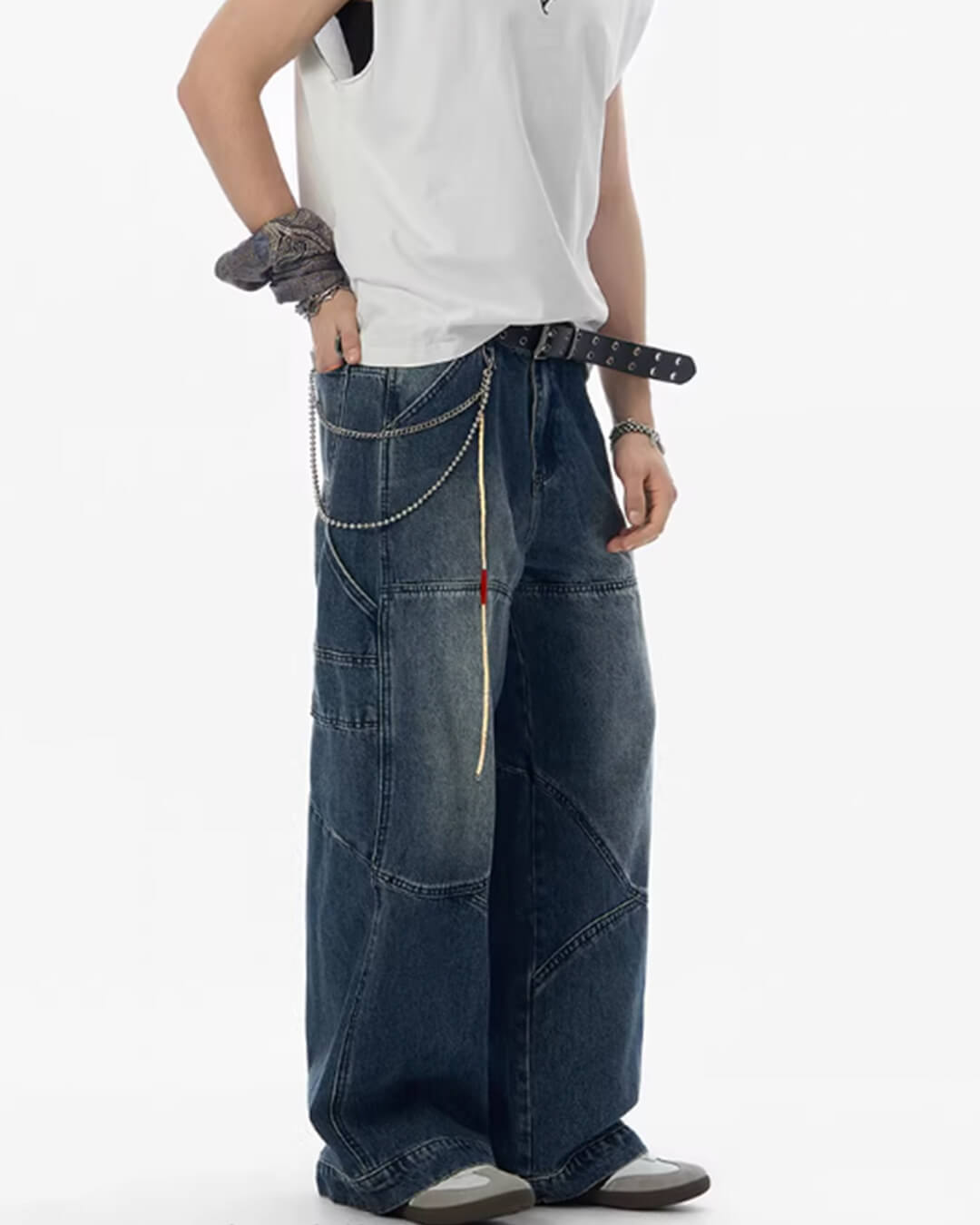 JHYQ 3D Structured Washed Baggy Painter Jeans | Face 3 Face