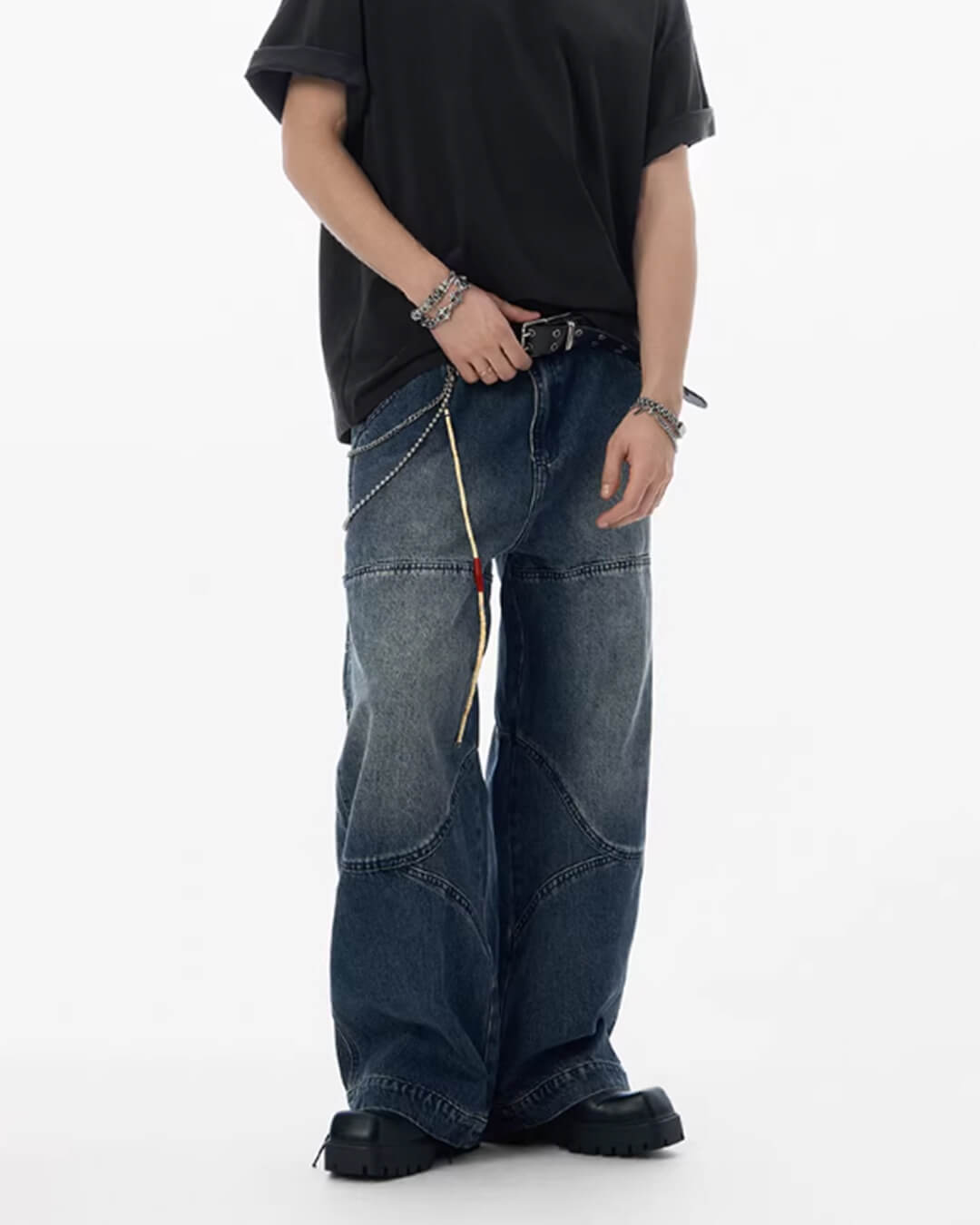 JHYQ 3D Structured Washed Baggy Painter Jeans | Face 3 Face