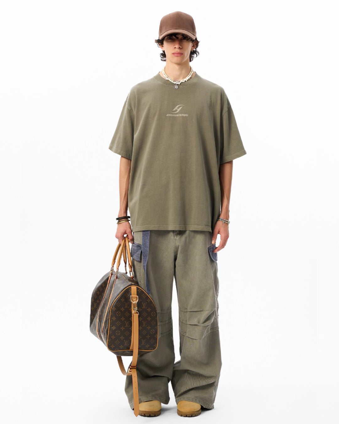 JHYQ Basic Logo Print Washed Tee | Face 3 Face