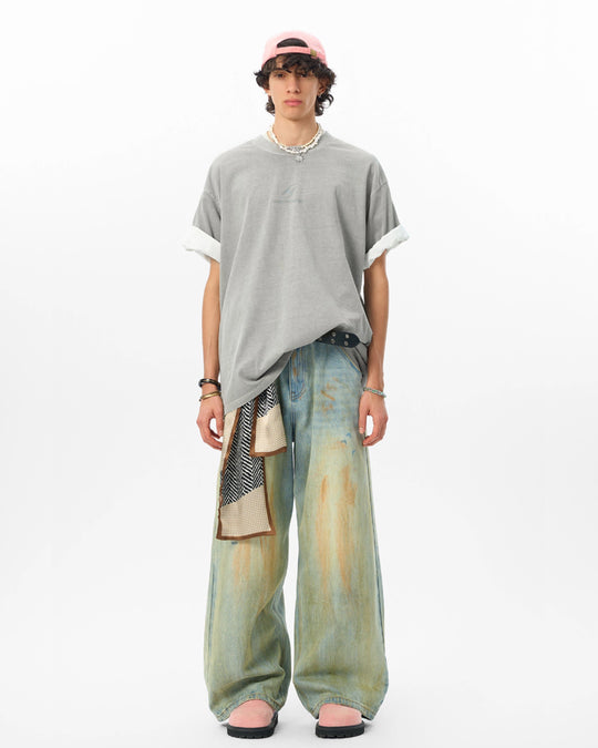 JHYQ Basic Logo Print Washed Tee | Face 3 Face