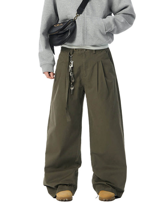 JHYQ Belted Waist Pleated Baggy Pants | Face 3 Face
