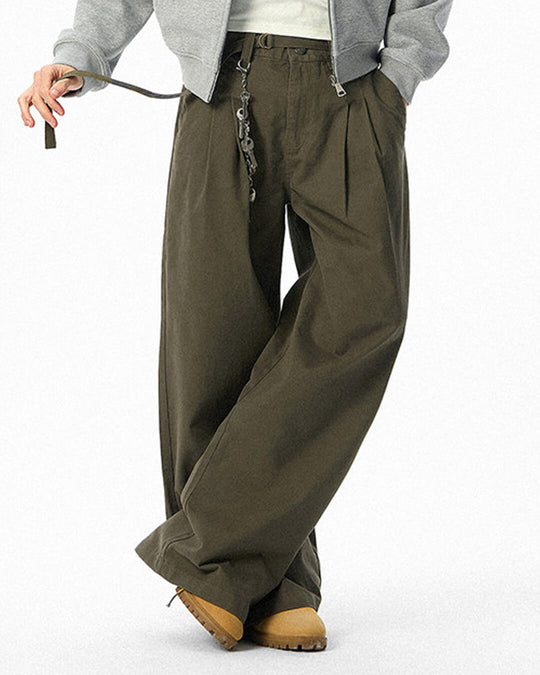 JHYQ Belted Waist Pleated Baggy Pants | Face 3 Face