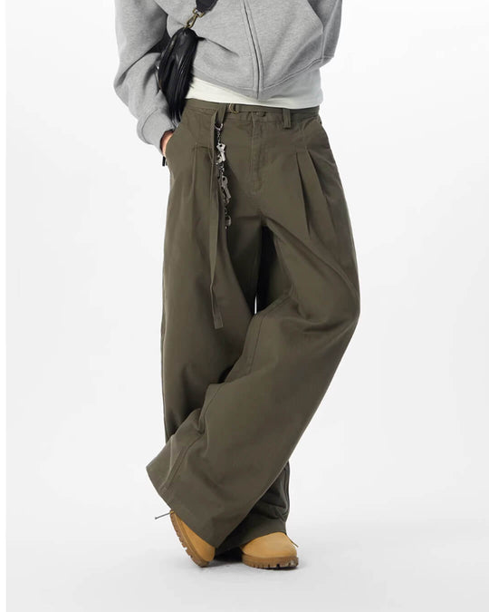 JHYQ Belted Waist Pleated Baggy Pants | Face 3 Face