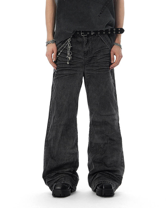 JHYQ Black Heavy Vintage Wash Loose Fit Jeans | Face 3 Face