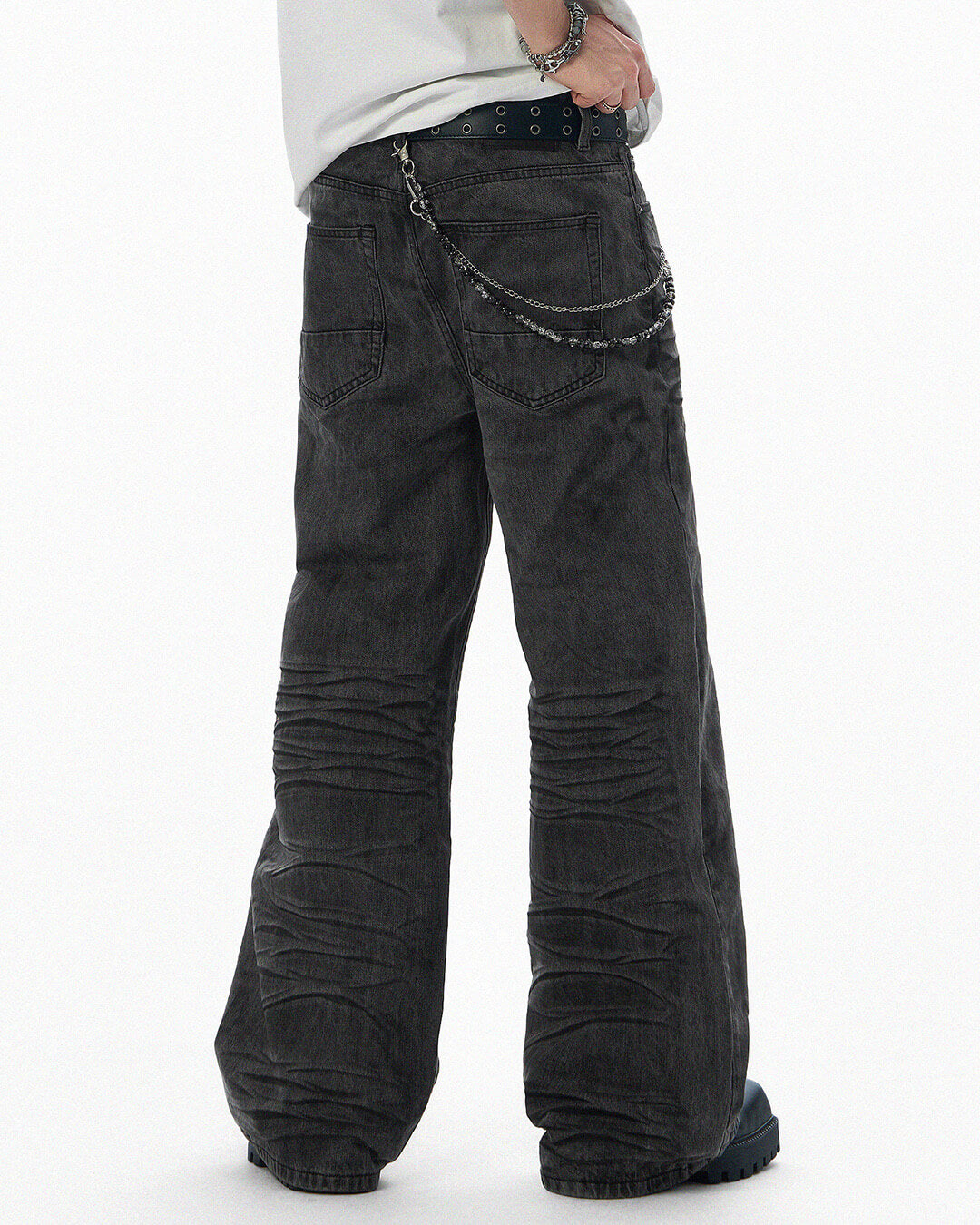JHYQ Black Heavy Vintage Wash Loose Fit Jeans | Face 3 Face