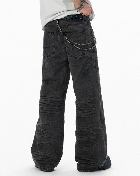 JHYQ Black Heavy Vintage Wash Loose Fit Jeans | Face 3 Face