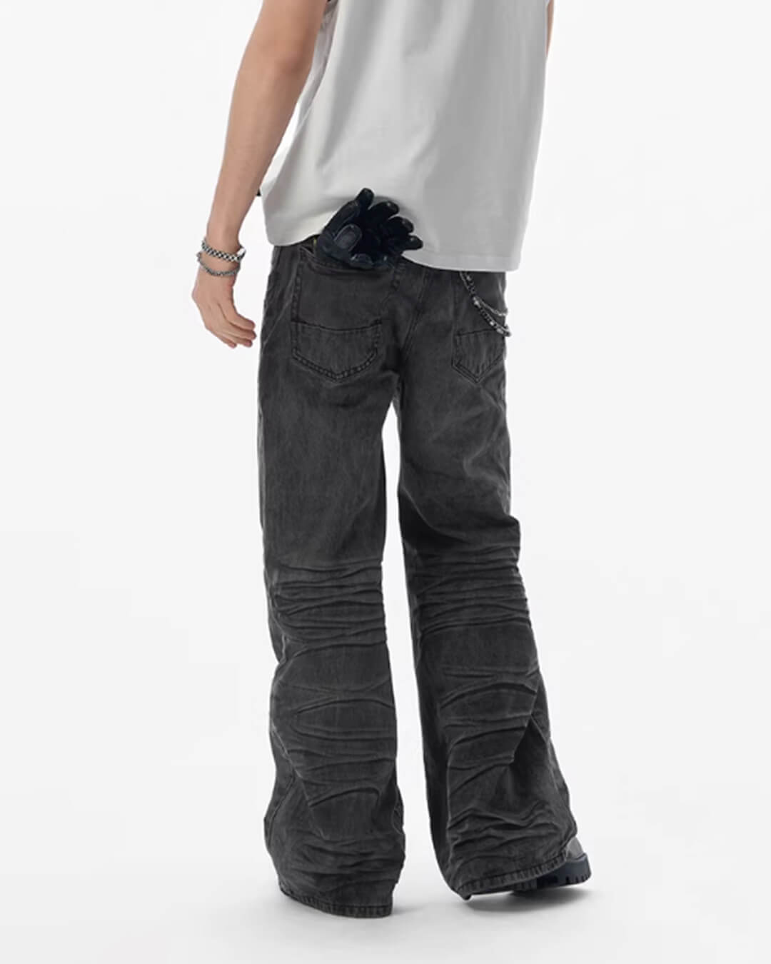 JHYQ Black Heavy Vintage Wash Loose Fit Jeans | Face 3 Face