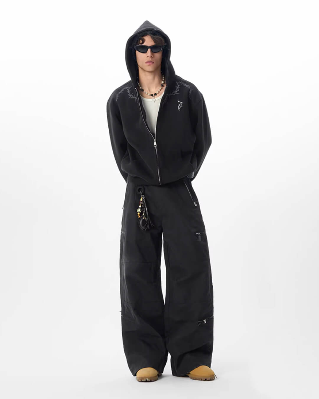 JHYQ Black Multi Zip Utility Pants | Face 3 Face
