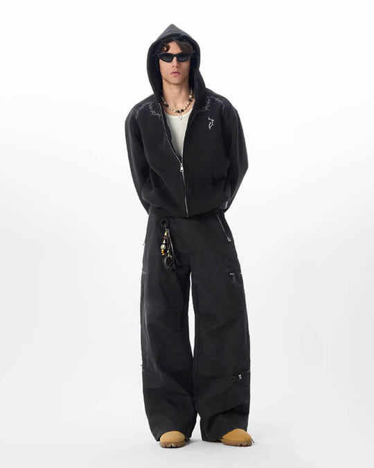 JHYQ Black Multi Zip Utility Pants | Face 3 Face