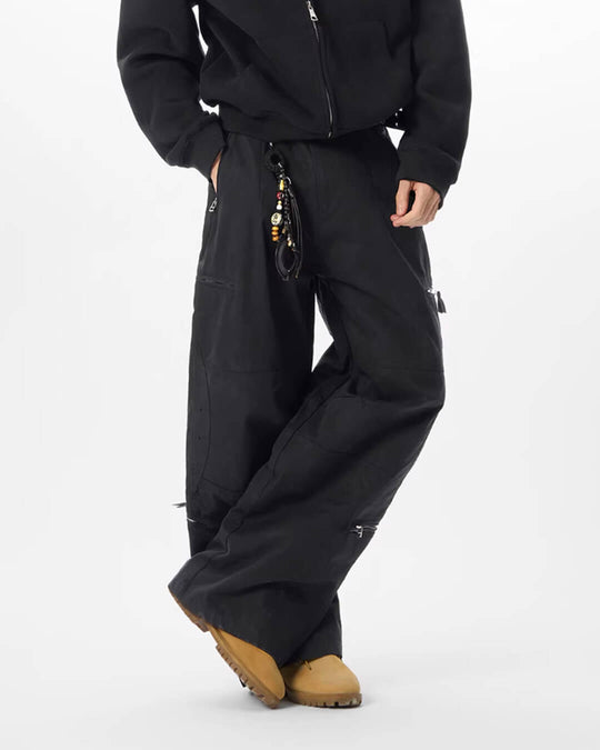 JHYQ Black Multi Zip Utility Pants | Face 3 Face