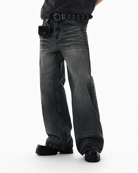 JHYQ Black Vintage Wash Wide Leg Jeans | Face 3 Face